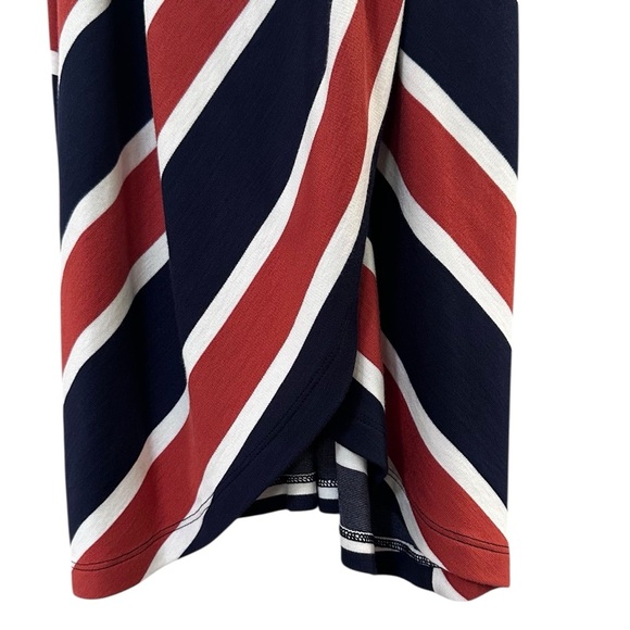 41 Hawthorn NWOT Annora Faux Wrap Knit Dress Sz S Petite Navy Terracotta - Picture 2 of 7